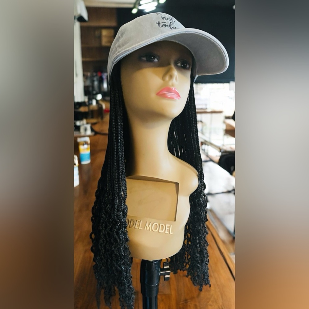 Elegant Black Braided Cap Wig
